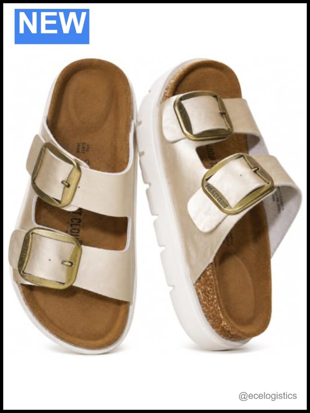 Genuine Leather Platform Sandals with Memory Foam Insole and Cork Footbed